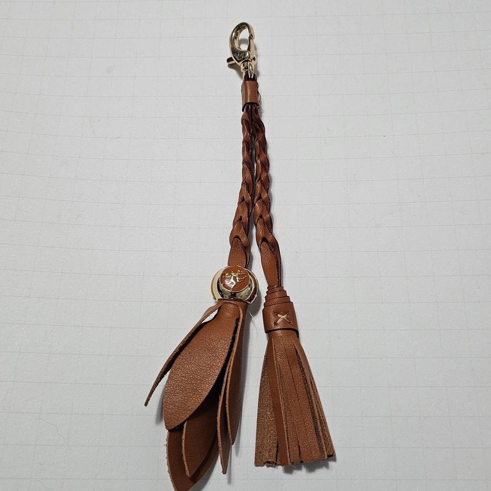Piero Guidi Brown Leather Bag Charm Tassel Magic Circus Brass Clip On Accessory